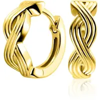 Zinzi 15mm gold plated zilveren oorringen met luxe Infinity teken en klapsluiting ZIO2684