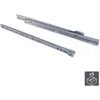 Emuca Set ladegeleiders met rolgeleiding, zelf sluitings, 800 mm, voor gedeeltelijke opening, Metallic grijs, 5 st.