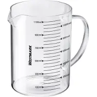 Westmark Glazen Maatbeker – Ideaal voor het Afmeten van Ingrediënten voor Bakken en Koken, Magnetronbestendig, Temperatuurbestendig, Ergonomische Handgreep – 1,1 Liter