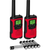 Alecto - Walkie Talkie Set van 2 stuks + 16 Pack AAA Batterijen - 5km Bereik - Voor Kinderen & Volwassenen - Portofoon - Rood