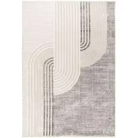 Muratap Vintage japandi vista – luxe vloerkleed creme zilver laagpolig- 200x290 cm