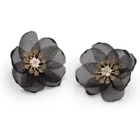 LILY AND ROSE Organza botanical earrings Black