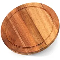Eh Excellent Houseware - Houten Snij- en Serveerplank - 25 cm - Acacia Hout - Ronde Vorm