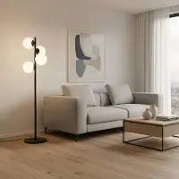Opviq Vloerlamp Faze, zwart, Woon-/ Eetkamer, metaal, vloerlamp