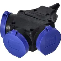 ORNO Heavy-Duty Stekkerdoos voor buiten - Robuuste verdeelstekker SCHUKO - Stekkerblok 3-Voudig - Tuinstopcontact Massief rubber - IP44 stof en spatwaterdicht - Zwart