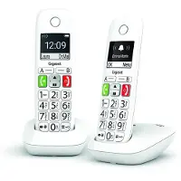 Gigaset E290 Duo, analoge/DECT telefoon, draadloze headset, luidsprekerfunctie, 150 contacten, nummerherkenning, wit