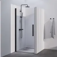 Brauer Season Nisdeur Met Draaideur 60x200cm - Mat Zwart - Gehard Glas - Douche, Douchedeuren - 8720724597311