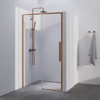 Brauer Season Nisdeur Met Schuifdeur 120x200cm - Koper - Gehard Glas - Douche, Douchedeuren - 8721357903135