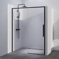Brauer Season Nisdeur Met Schuifdeur 140x200cm - Mat Zwart - Gehard Glas - Douche, Douchedeuren - 8721357903210
