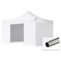 TOOLPORT 4x4 m Easy up partytent, PREMIUM staal 40mm met zijwanden, wit