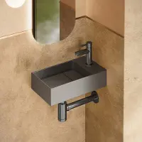 Saniclear Itsie fonteinset mat antraciet met rechte kraan in gunmetal