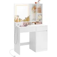 Vasagle Kaptafel met spiegel en verlichting voor slaapkamer, 90B cm