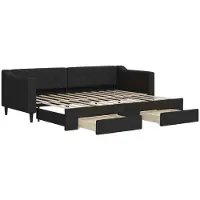 vidaXL Dagbed uitklapbaar met lades, zwart, 80x200 cm, stof