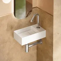 Saniclear Itsie fonteinset mat wit met gebogen kraan in chroom