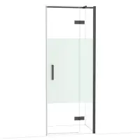 Maxaro Diamond Douchedeur | 80 cm Zwart chroom Helder met matte strook Draaideur