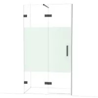 Maxaro Diamond Douchedeur | 110 cm Zwart chroom Helder met matte strook Draaideur