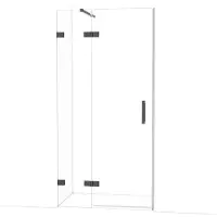 Maxaro Diamond Douchedeur | 100 cm Zwart chroom Helder glas Draaideur