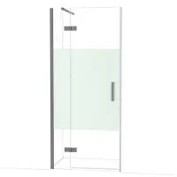 Maxaro Diamond Douchedeur | 90 cm Zwart metaal Helder met matte strook Draaideur