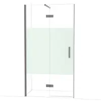 Maxaro Diamond Douchedeur | 110 cm Zwart metaal Helder met matte strook Draaideur