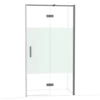 Maxaro Diamond Douchedeur | 110 cm Zwart metaal Helder met matte strook Draaideur