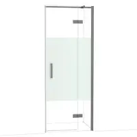 Maxaro Diamond Douchedeur | 80 cm Zwart metaal Helder met matte strook Draaideur