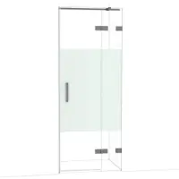 Maxaro Diamond Douchedeur | 80 cm Zwart metaal Helder met matte strook Draaideur