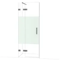 Maxaro Diamond Douchedeur | 80 cm Zwart metaal Helder met matte strook Draaideur