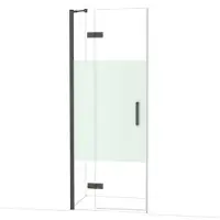 Maxaro Diamond Douchedeur | 80 cm Zwart chroom Helder met matte strook Draaideur
