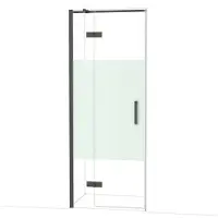 Maxaro Diamond Douchedeur | 80 cm Zwart chroom Helder met matte strook Draaideur