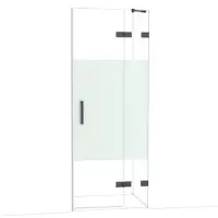 Maxaro Diamond Douchedeur | 80 cm Zwart chroom Helder met matte strook Draaideur