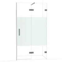 Maxaro Diamond Douchedeur | 110 cm Zwart metaal Helder met matte strook Draaideur
