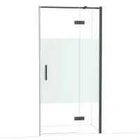Maxaro Diamond Douchedeur | 100 cm Zwart chroom Helder met matte strook Draaideur