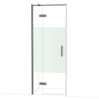 Maxaro Diamond Douchedeur | 80 cm Zwart metaal Helder met matte strook Draaideur