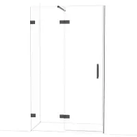 Maxaro Diamond Douchedeur | 120 cm Zwart chroom Helder glas Draaideur