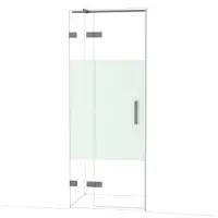 Maxaro Diamond Douchedeur | 80 cm Zwart metaal Helder met matte strook Draaideur