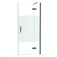 Maxaro Diamond Douchedeur | 90 cm Zwart chroom Helder met matte strook Draaideur