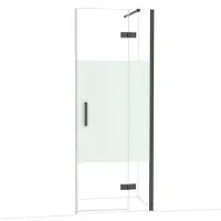 Maxaro Diamond Douchedeur | 80 cm Zwart chroom Helder met matte strook Draaideur
