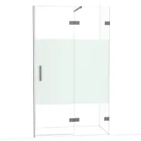 Maxaro Diamond Douchedeur | 120 cm Zwart metaal Helder met matte strook Draaideur