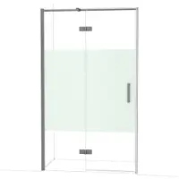 Maxaro Diamond Douchedeur | 120 cm Zwart metaal Helder met matte strook Draaideur