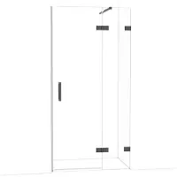 Maxaro Diamond Douchedeur | 100 cm Zwart chroom Helder glas Draaideur