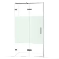Maxaro Diamond Douchedeur | 110 cm Zwart metaal Helder met matte strook Draaideur