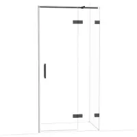Maxaro Diamond Douchedeur | 100 cm Zwart chroom Helder glas Draaideur