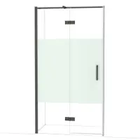 Maxaro Diamond Douchedeur | 110 cm Zwart chroom Helder met matte strook Draaideur