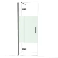 Maxaro Diamond Douchedeur | 80 cm Zwart metaal Helder met matte strook Draaideur