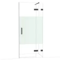 Maxaro Diamond Douchedeur | 90 cm Zwart chroom Helder met matte strook Draaideur