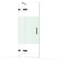 Maxaro Diamond Douchedeur | 80 cm Zwart chroom Helder met matte strook Draaideur