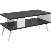 En.casa Salontafel Lycksele 40x90x45 cm marmer zwart en wit