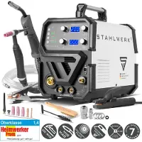 Stahlwerk combinatielasapparaat MTM-200 ST 3-in-1 inertgaslasapparaat | Omvormer met 200 A en synergische draadaanvoer voor TIG | MIG MAG | MMA