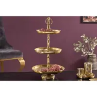 Invicta Design taartplateau ORIENT 47cm goud in wild hammer finish met drie niveaus - 41535