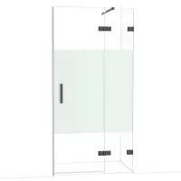 Maxaro Diamond Douchedeur | 100 cm Zwart chroom Helder met matte strook Draaideur